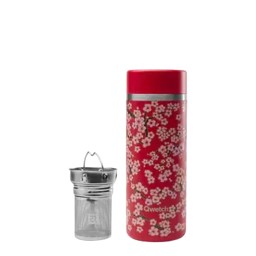 Théière isotherme 400ml - Fleurs rouges 