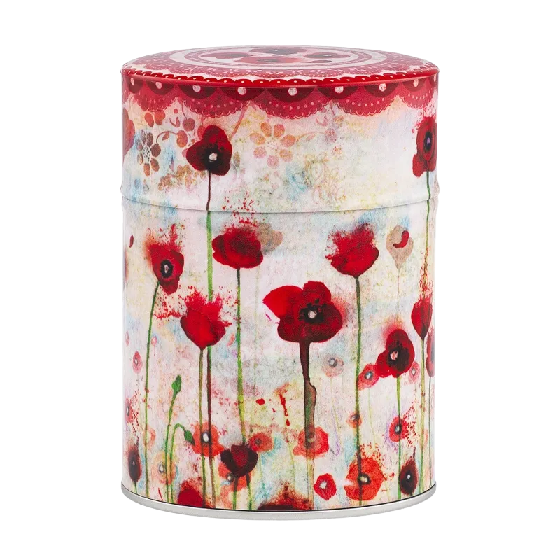 Boite à thé illustrée washi 100gr - Poppies